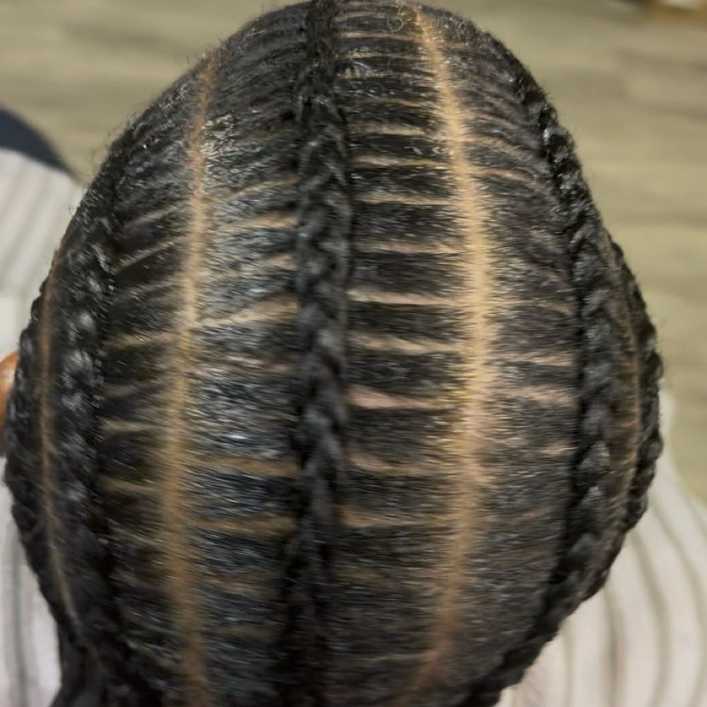 Natural Hair (4-6) Stitch Braids at U’Neek HairStoree, Hair Artistry Salon in Stafford, VA