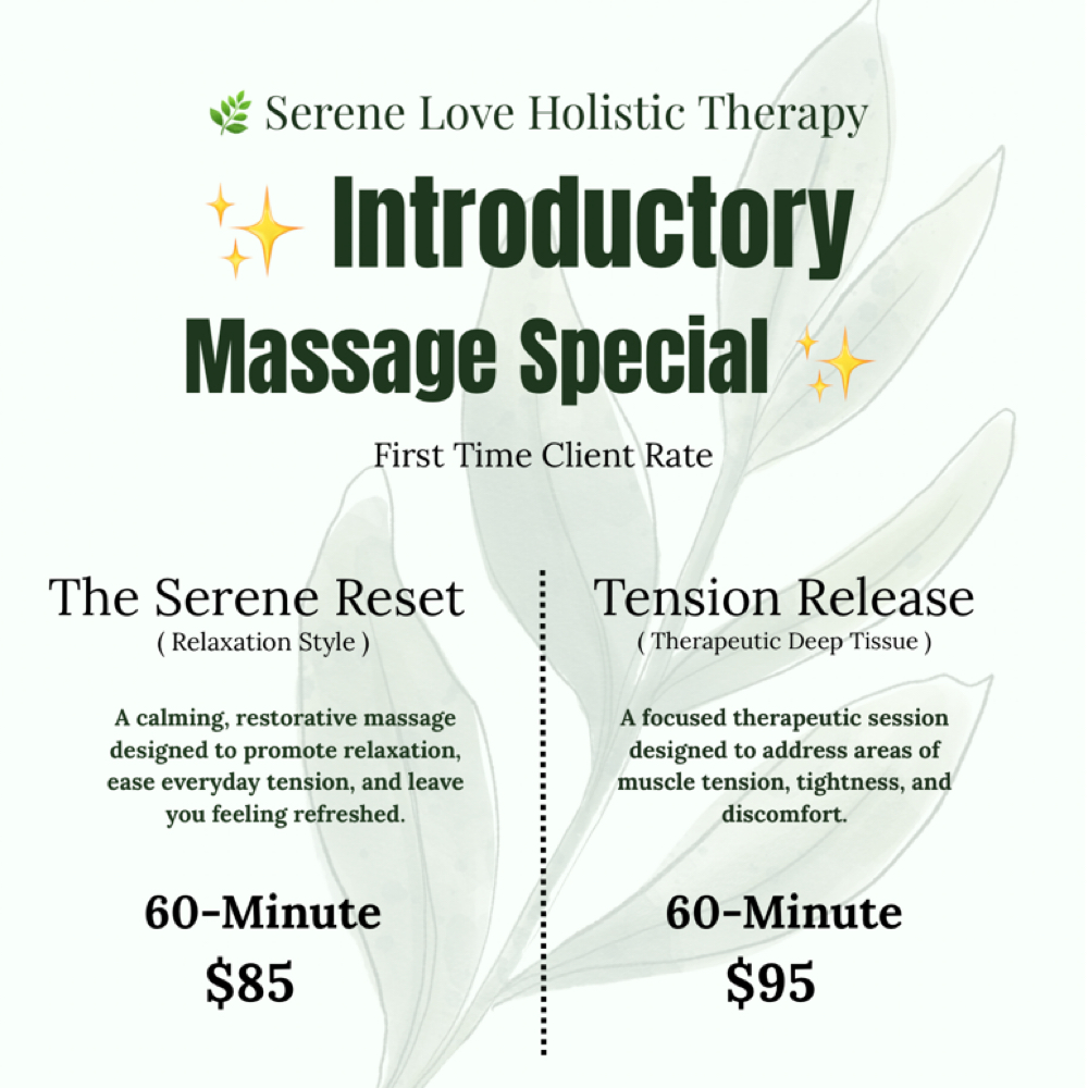 Introductory Massage Special at Serene Love Holistic Therapy in Parma Heights, OH