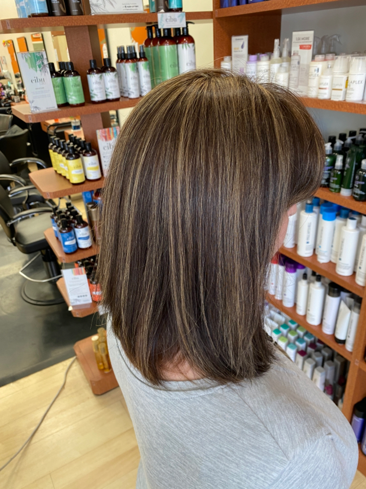 Root touch up & partial highlight at Amber Leigh’s Hair Studio in Levittown, PA