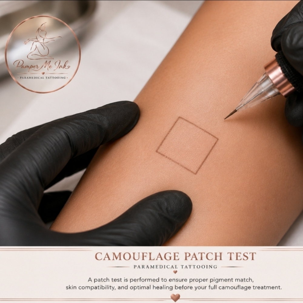 Patch Camouflage Test at Pamper Me Ink  Paramedical Tattooing in Tucson, AZ
