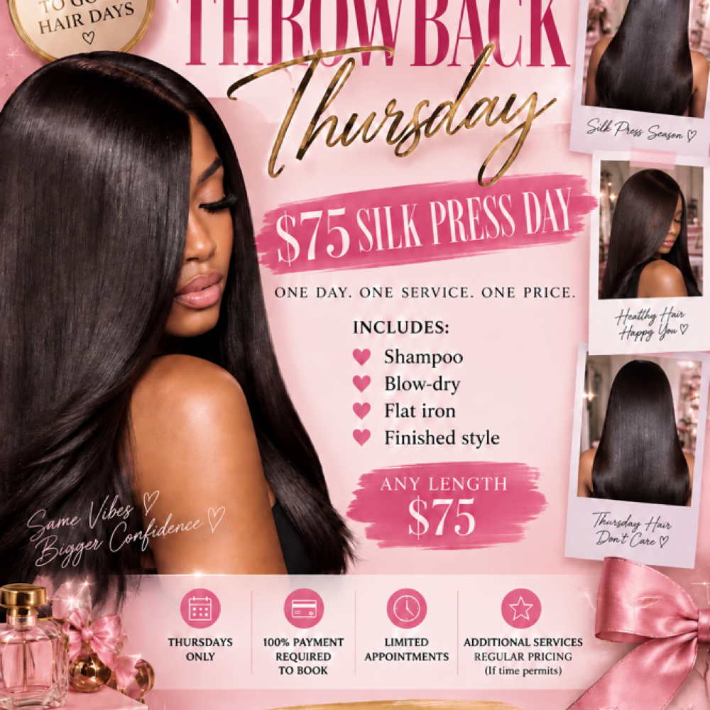 💿 THROWBACK THURSDAY  $75 Silk Pre at Candyshoppe Hair Studio in Sandy Springs, GA