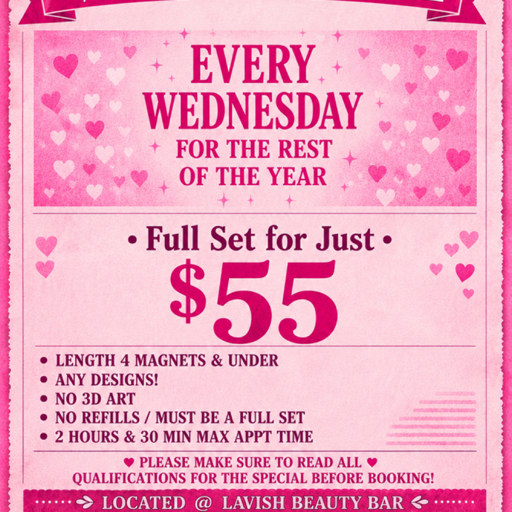$55 WEDNESDAYS ONLY at Alenna’s Acrylics in Bay City, TX