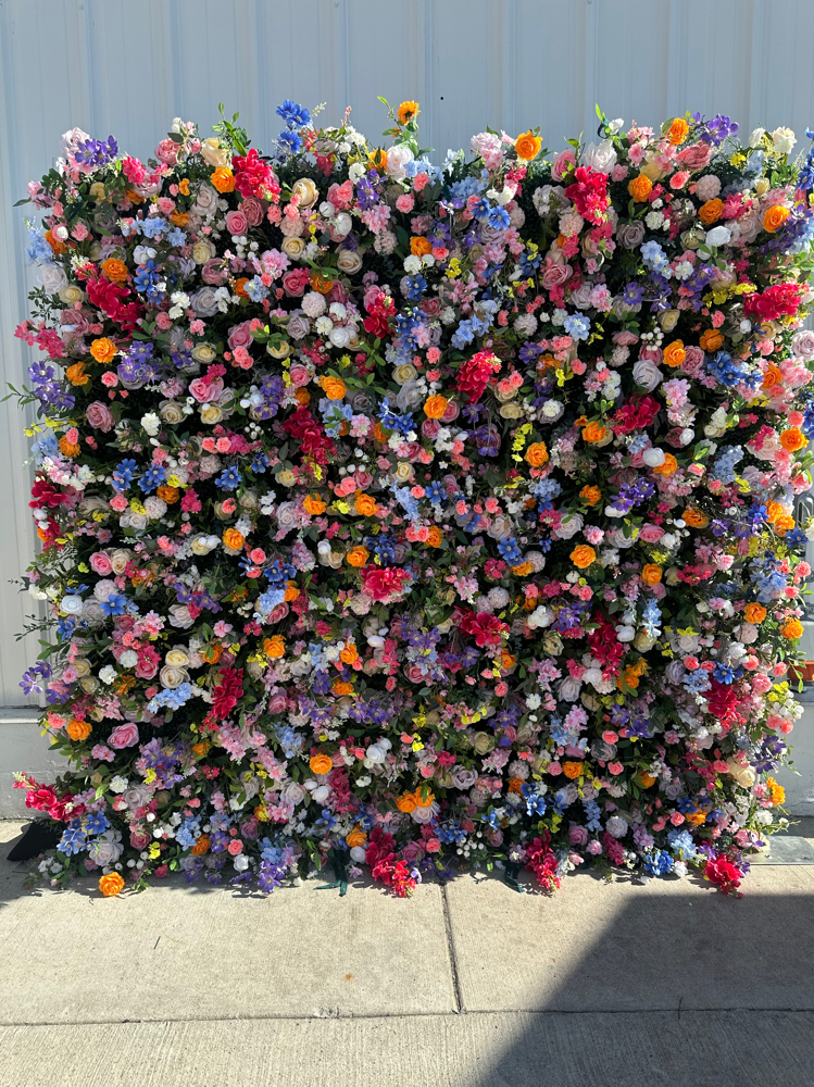 Green Rainbow Flower Wall Rental