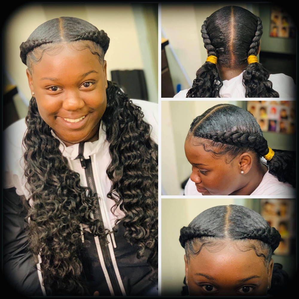 2 Braids W/curls