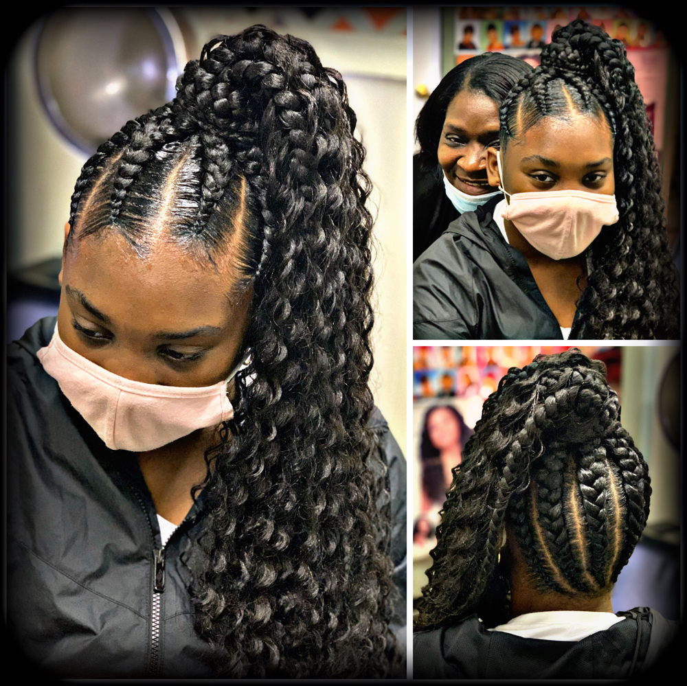 Feedin Pontail W/curly Hair