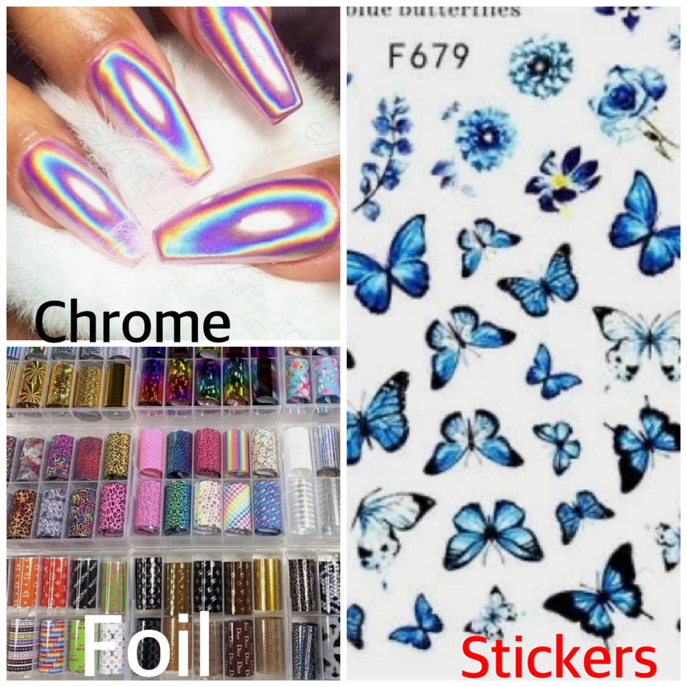 Chrome, Foil, Glitter And Stickers