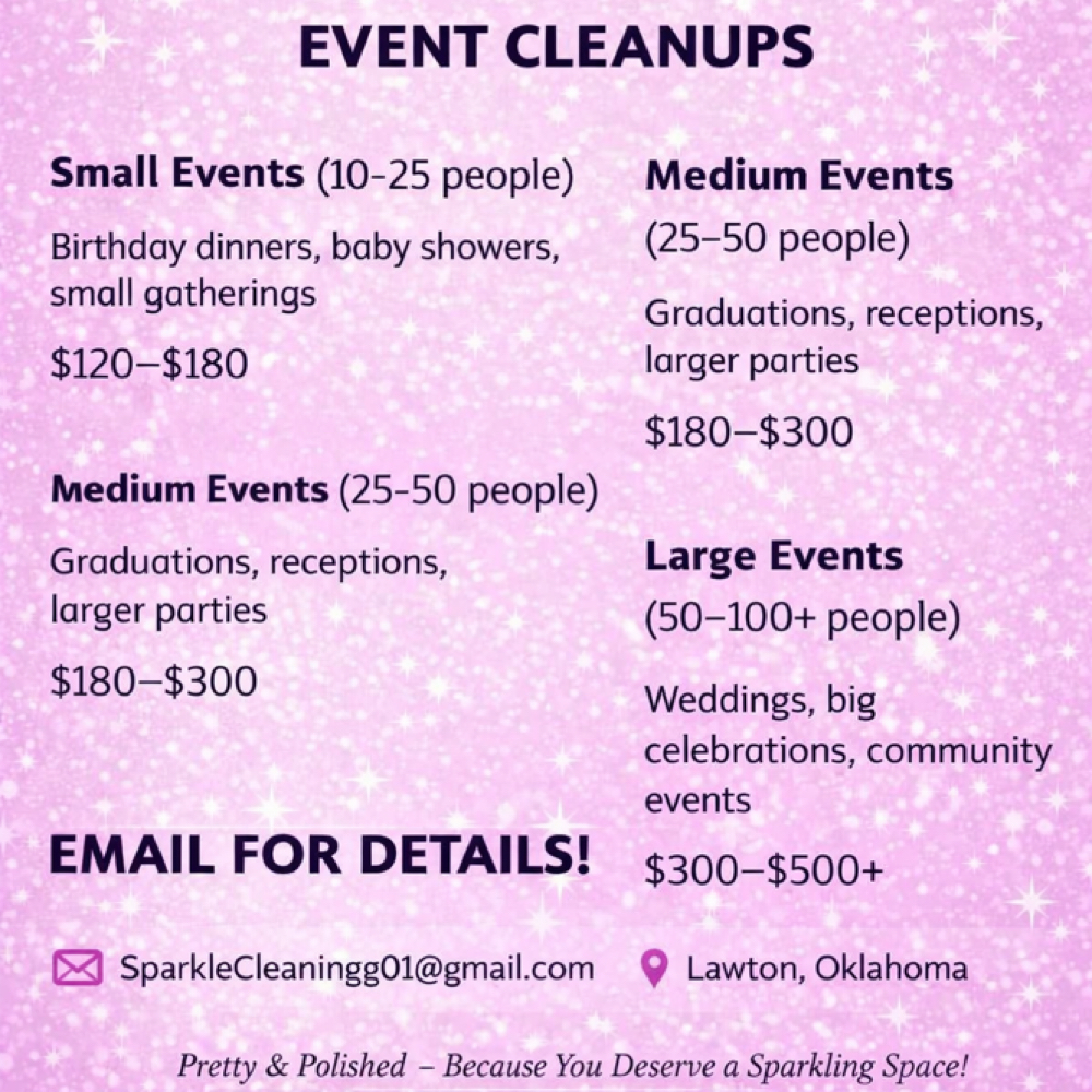 Event Clean-up at Pretty & Polished Cleaning