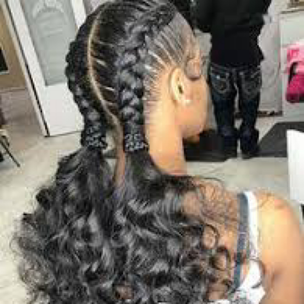 2 Braids With Ponytail