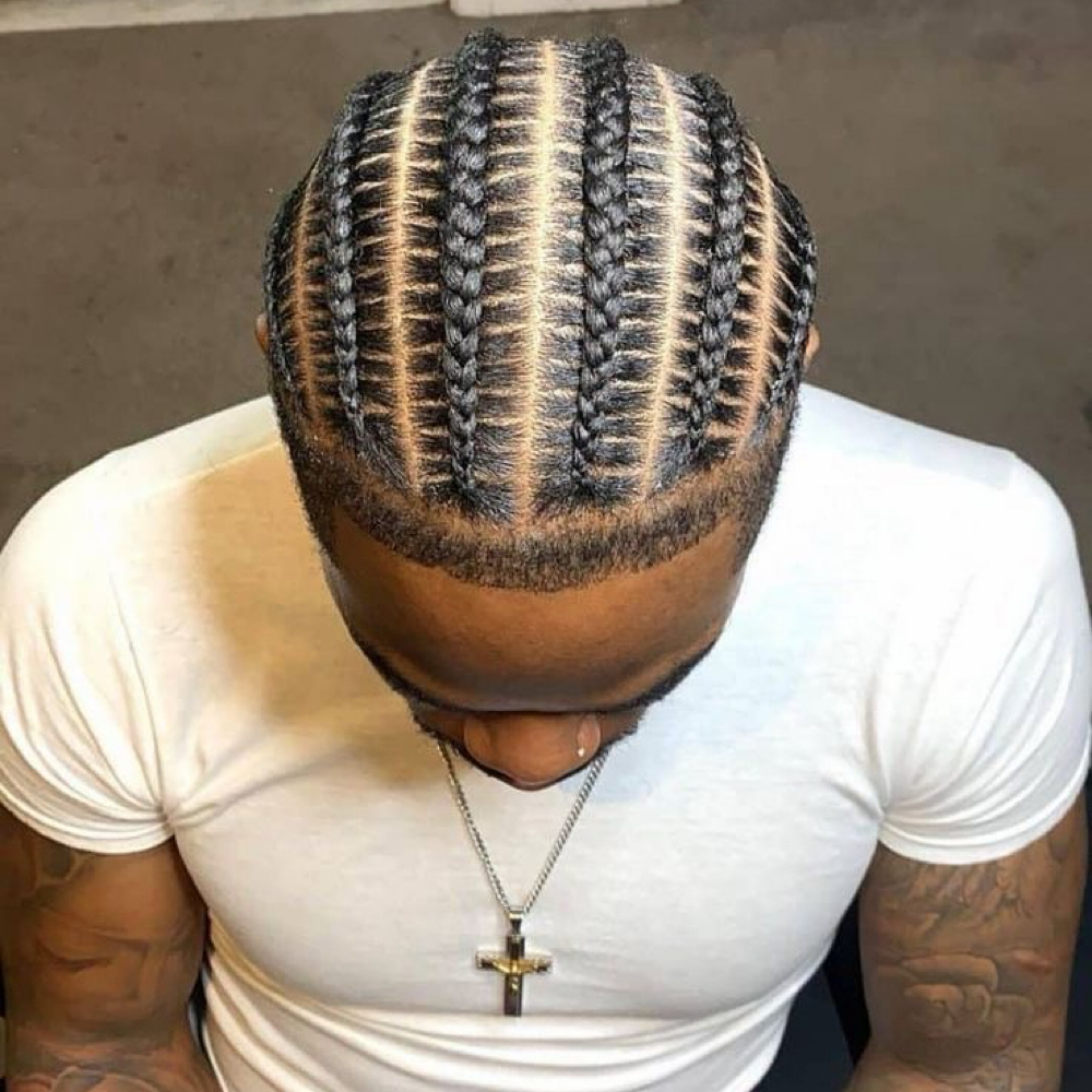 Men’s Straight Stitch Cornrows 4-6 at Impeccable Beauty in Clarksville, TN