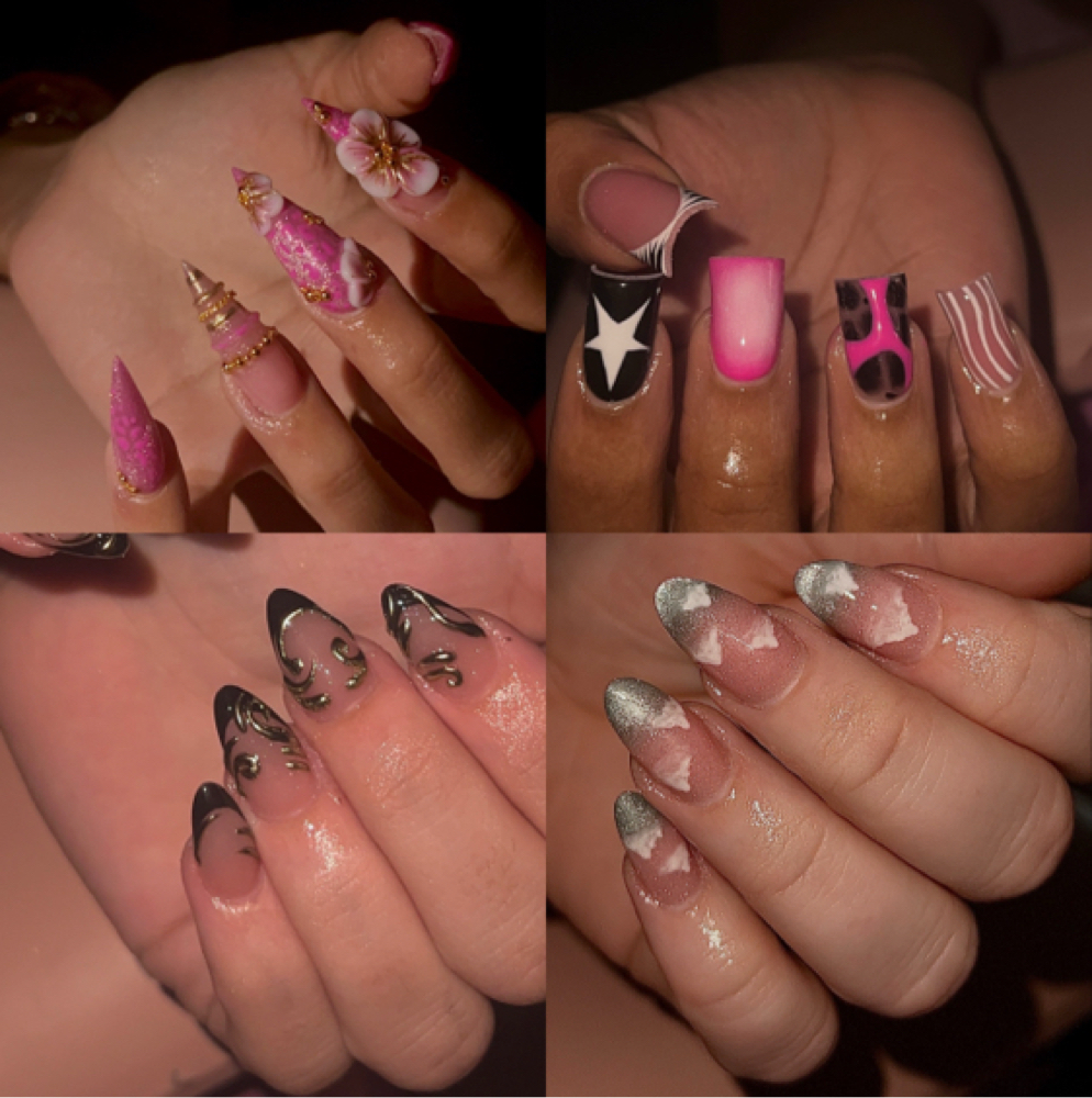 Full set- Charms,Stones,Design at nailedbylana in okc, OK