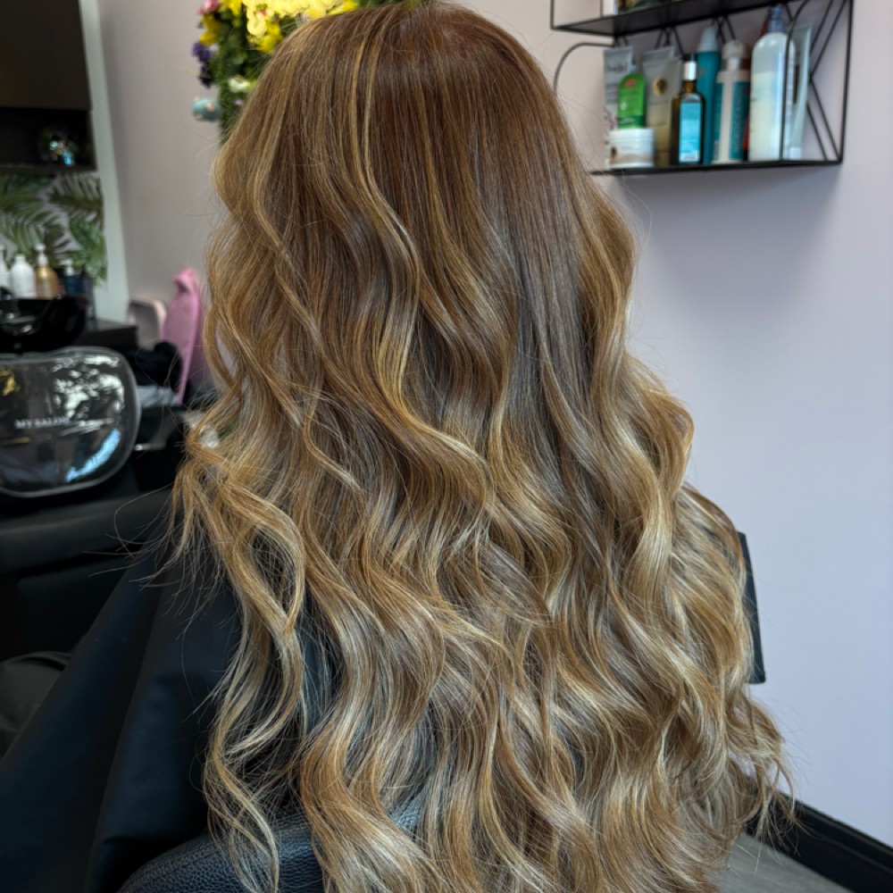Root Touch up, Balayage, Blowdry at Vanessa's Chair in Leesburg, VA