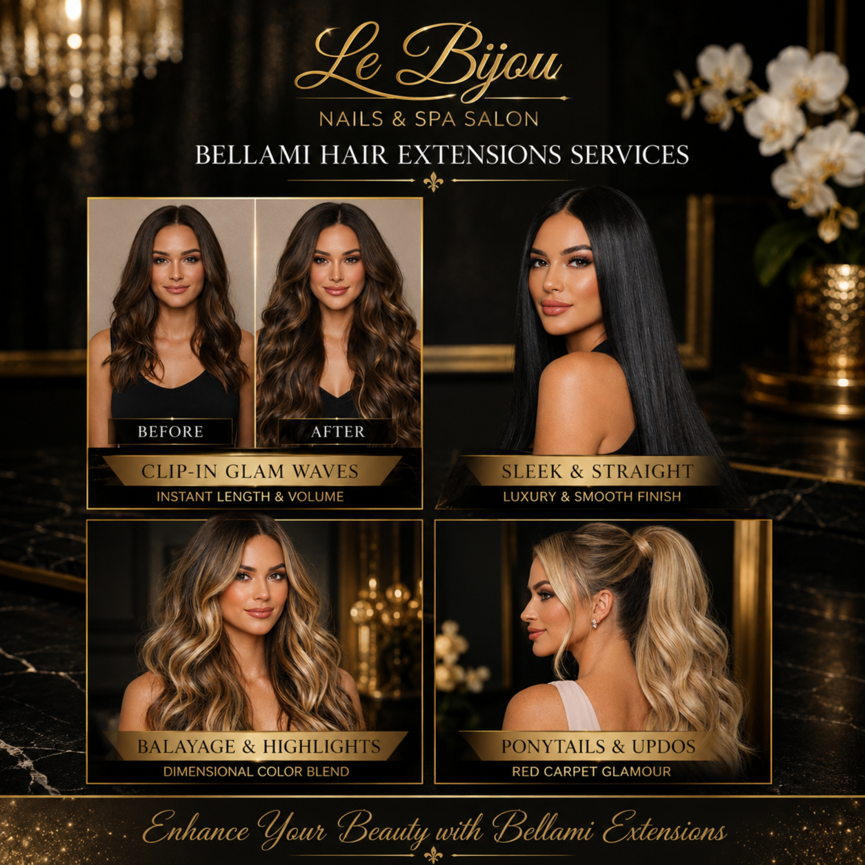 Hair - BELLAMI Extensions at Le Bijou Nails and Spa Salon in Houston, TX