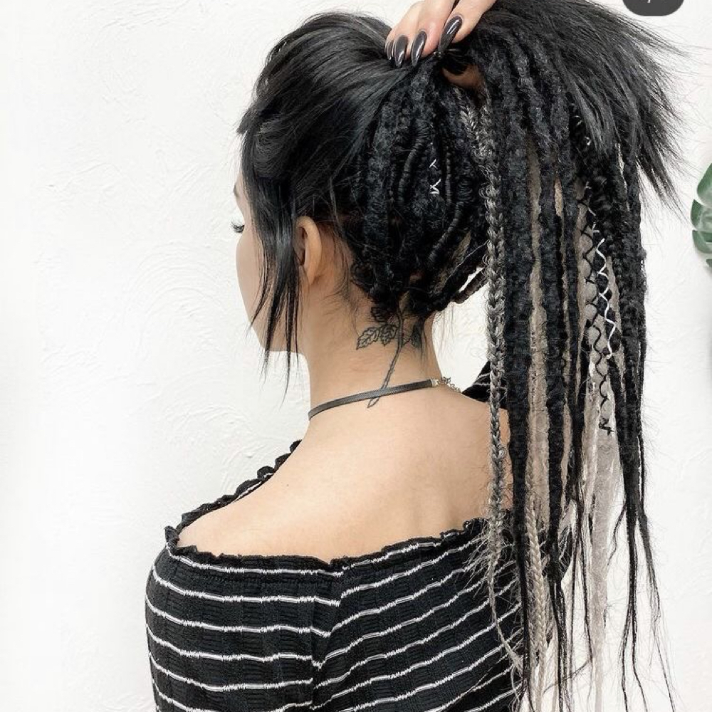 Half Head Braid In Dreads at Faded Headz in Oklahoma City, OK