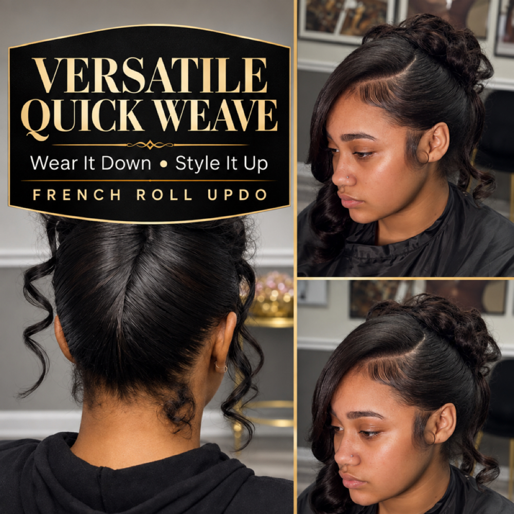 French Roll Updo Quick Weave at Allure Salon in Port St Lucie, FL