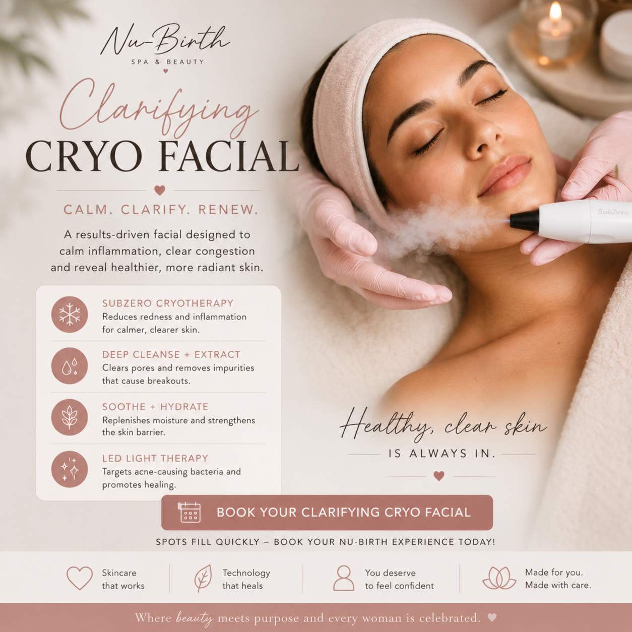 Clarifying Cryo Facial at Nu-Birth Spa and Beauty in Clinton, NC