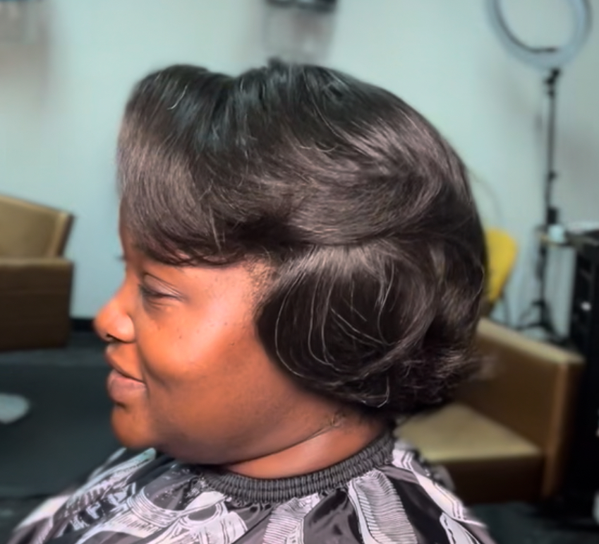 Natural Hair Silk Press W/Trim Curl