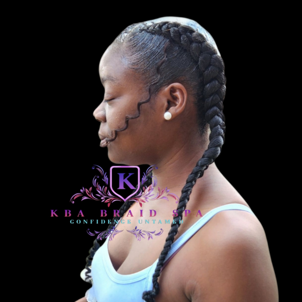 Two Feed In Braids at KBA Braid Spa in Hazel Crest, IL