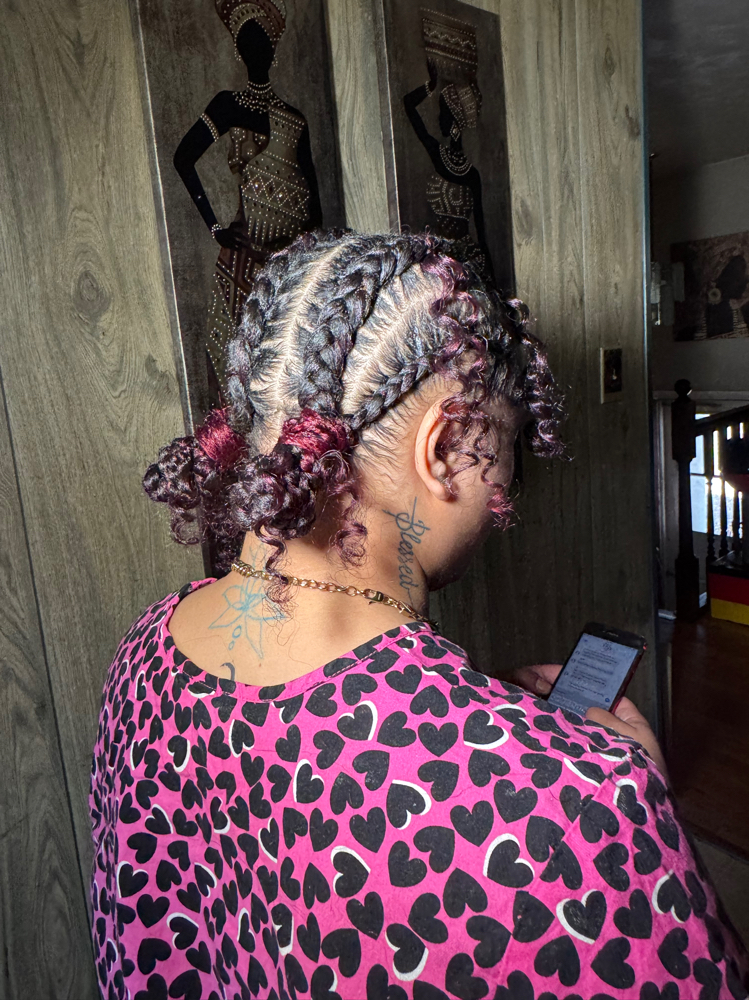 Four Stich Braids With Curls
