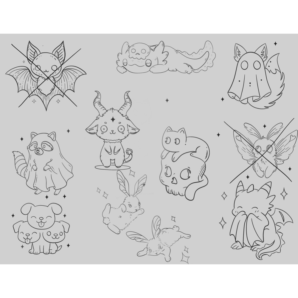 Cute & Spooky Critters Flash at Ethereal Body Art in Baraboo, WI