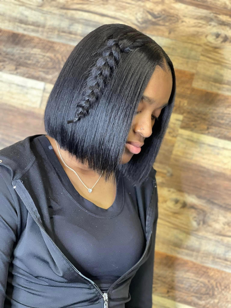 Blunt Cut W/feather Braid