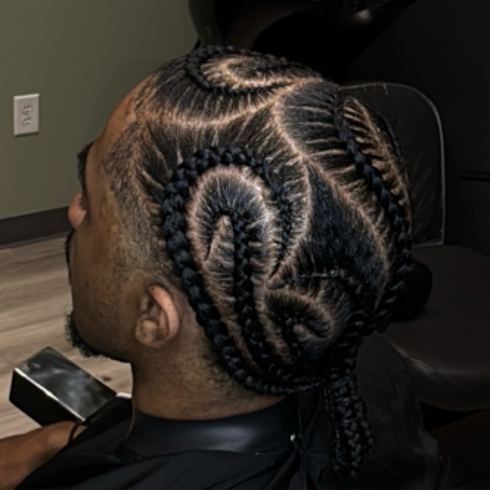 Stitch Braids + Lineup at Key Barbering in Houston, TX