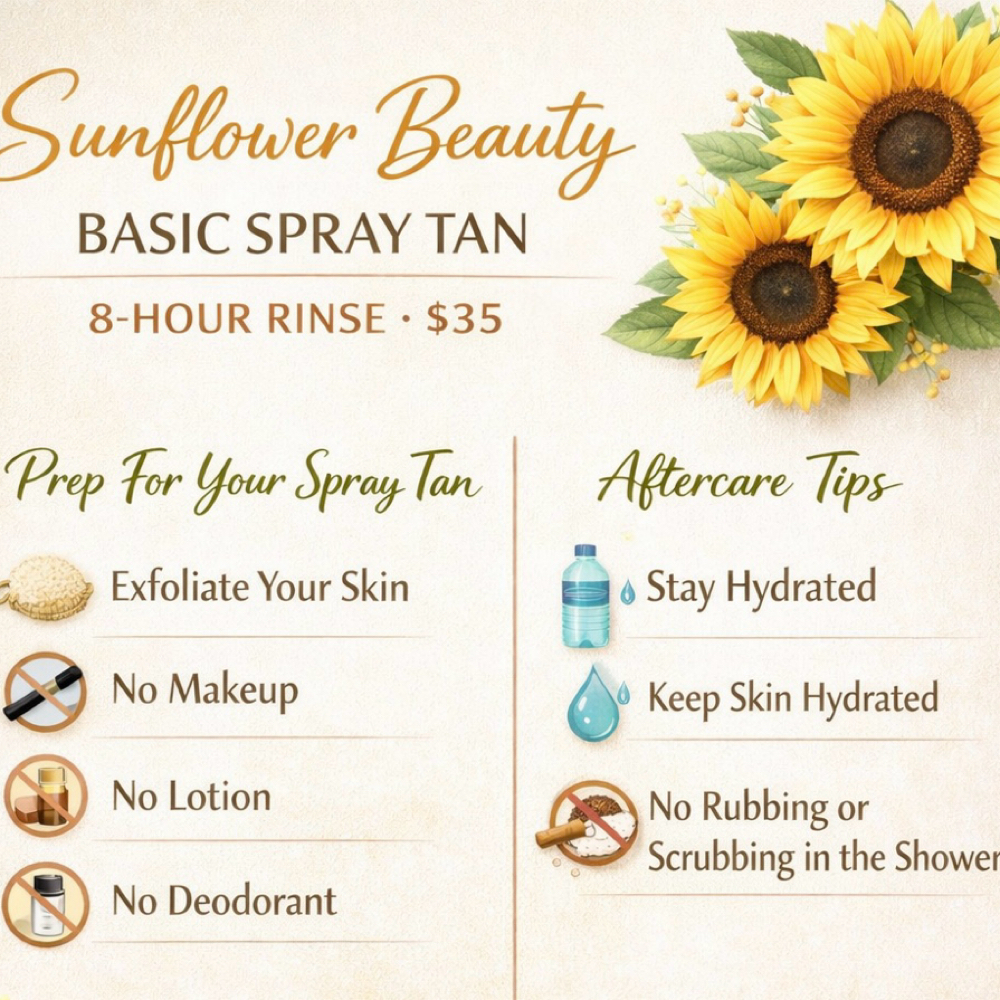 Basic Spray Tan at Sunflower Beauty in Whitney, TX