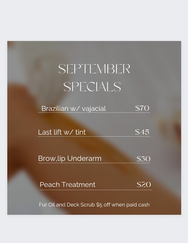 Sept. Brow,lip,underarms