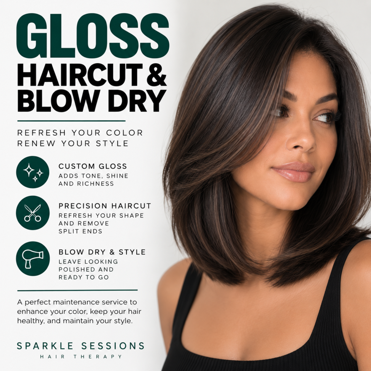 Gloss + Haircut + Blow Dry at Sparkle Sessions in Yorba Linda, CA