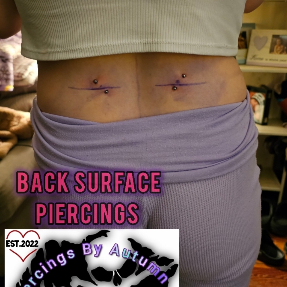 Back Surface Piercings(curved) at Piercings By Autumn in New Castle, PA