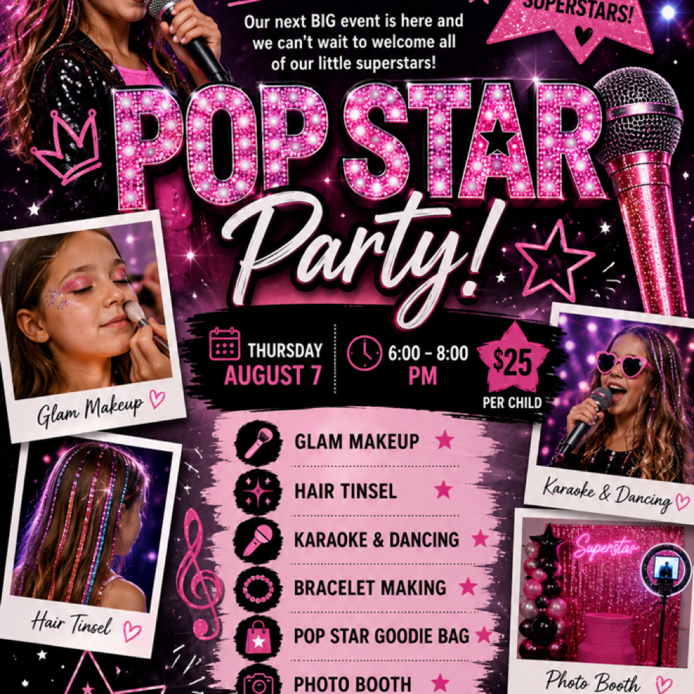Pop Star Party! at Bella Grace Salon & Spa in Portsmouth, OH