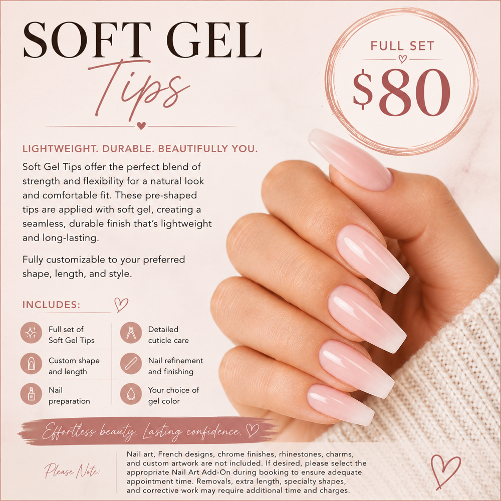 Soft gel Tips (like-gel X) at Studio 811 Nail Studio in Ellensburg, WA
