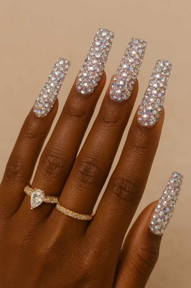 Full Bling Nails With Rhinstones