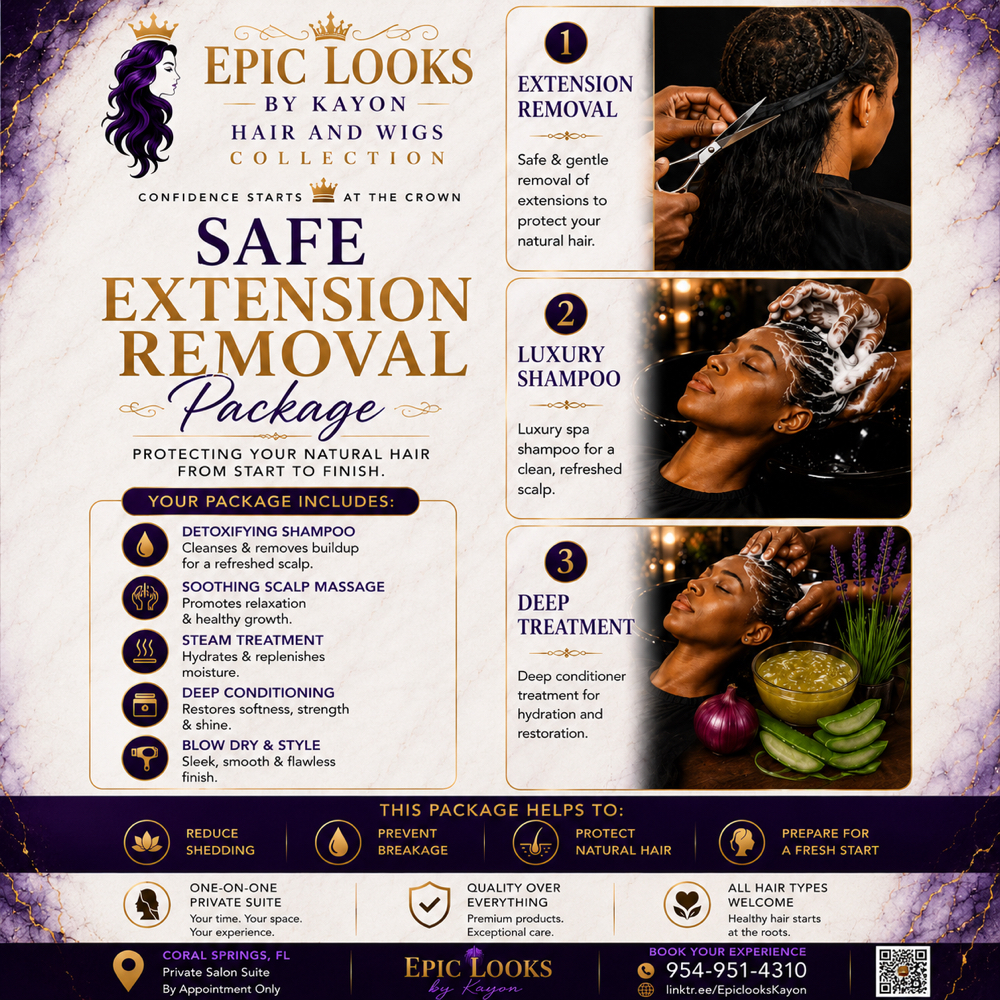 Safe Extension Removal Package at Epic Looks Hair And Wigs Collection in Coral Springs, FL