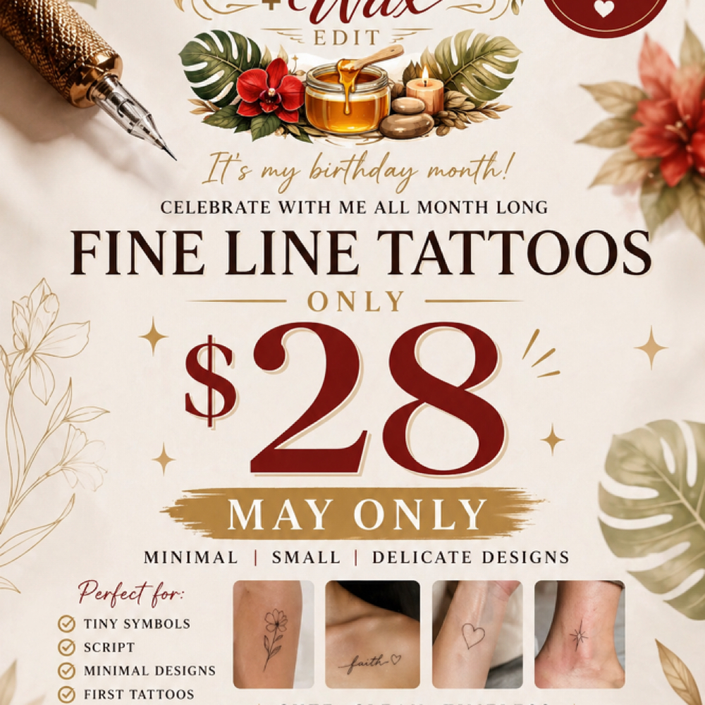 $28 May Fine Line Tattoo at The Brow + Wax Edit in Memphis, TN