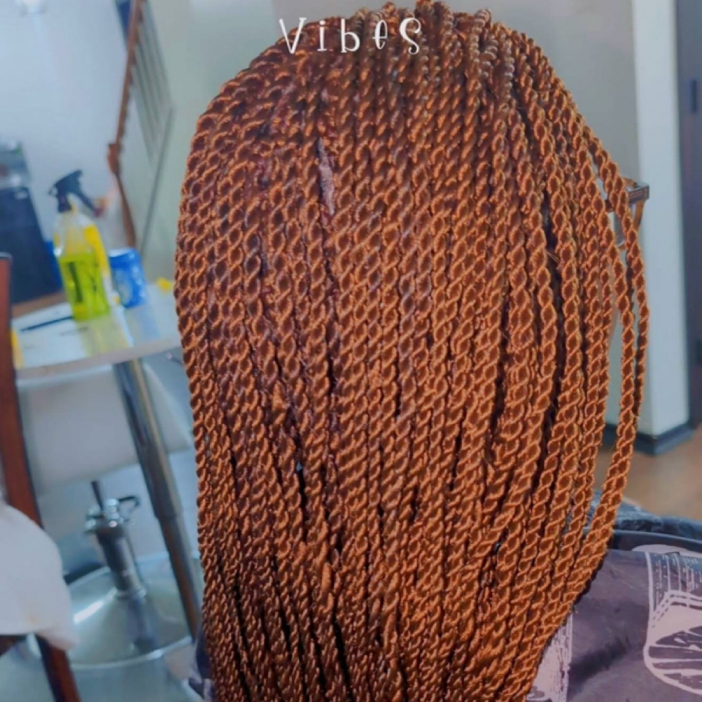 Senegalese Twist butt length at Yunis hair braiding in Belleville, MI