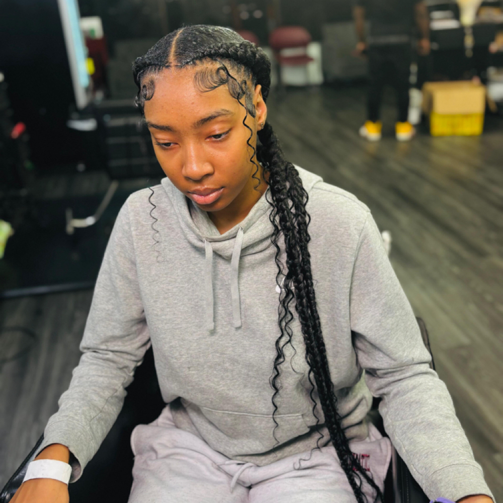2 Feed ins plus curls at Alizah’s Hair Salon in Indianapolis, IN
