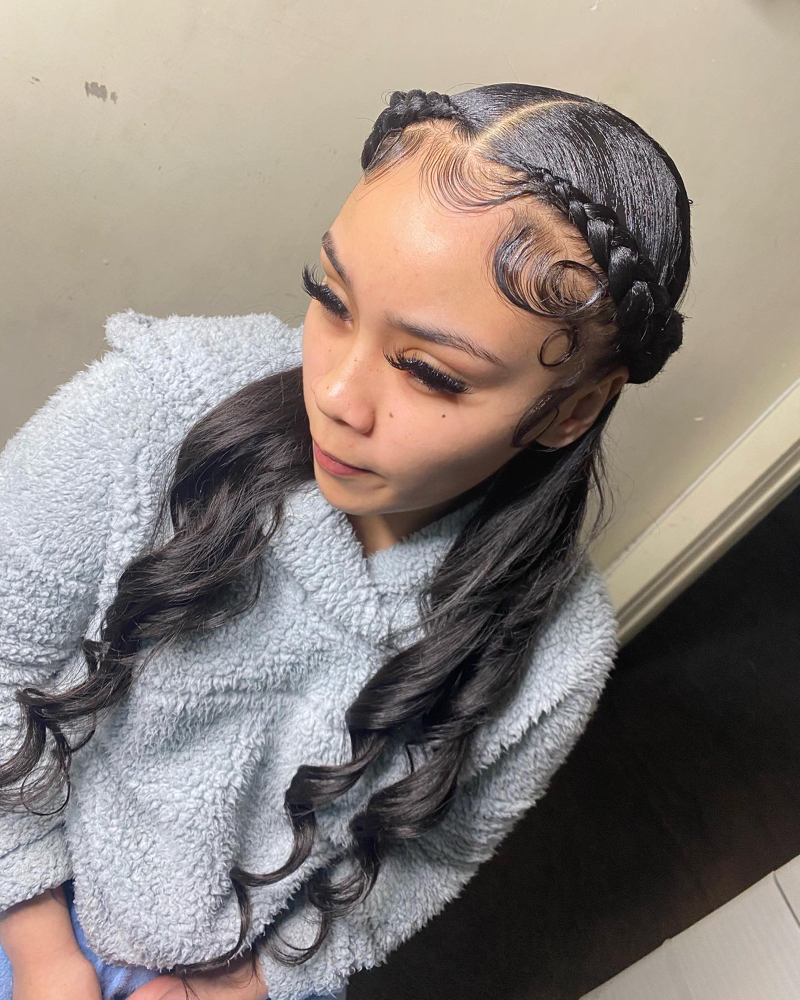 Two Braids Up/ Down at Touched bylaneise in Long Beach, CA