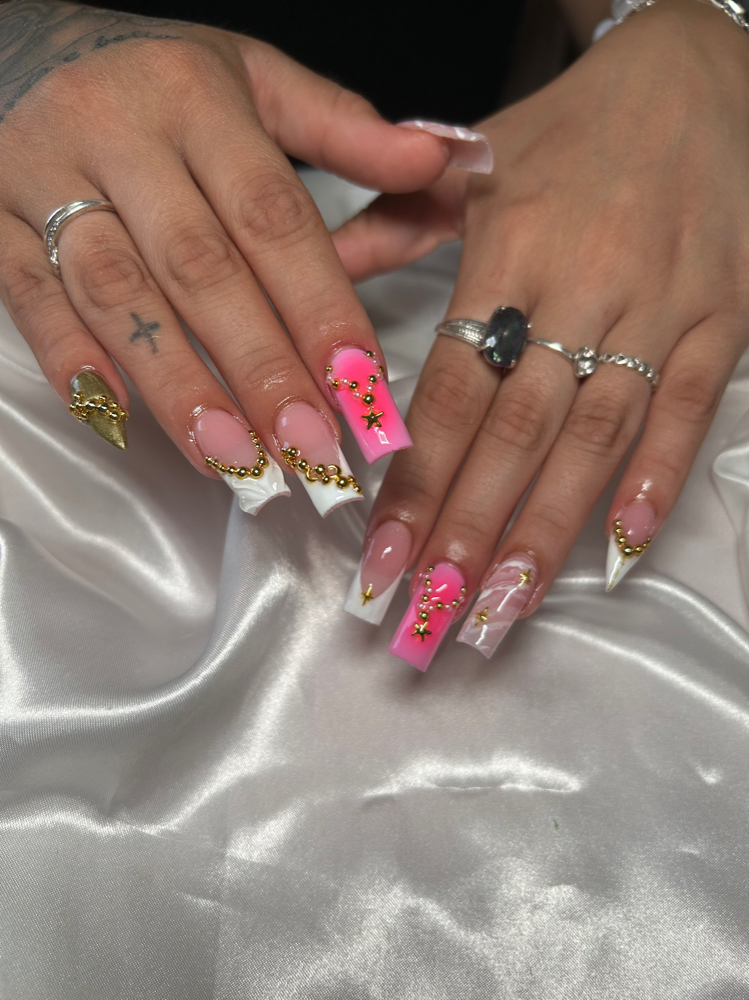 Medium length acrylic nails