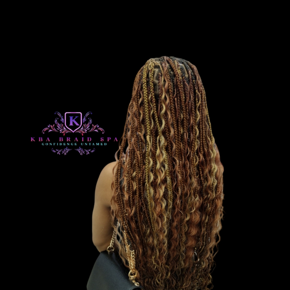Medium Boho Knotless Braids at KBA Braid Spa in Hazel Crest, IL