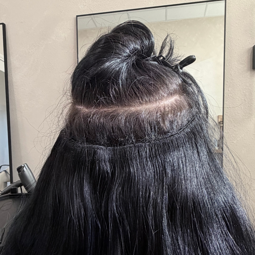 hand tied extension maintenance at thesouthernblondie in Spring, TX