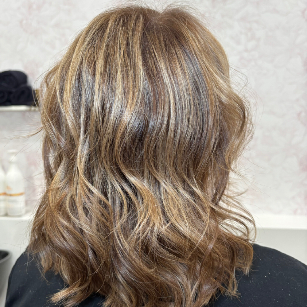 Root Color With Full Foil Work at Hair by Caitlyn in Johnston, RI