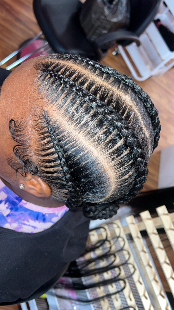 Four Stitch Braids Hair Added