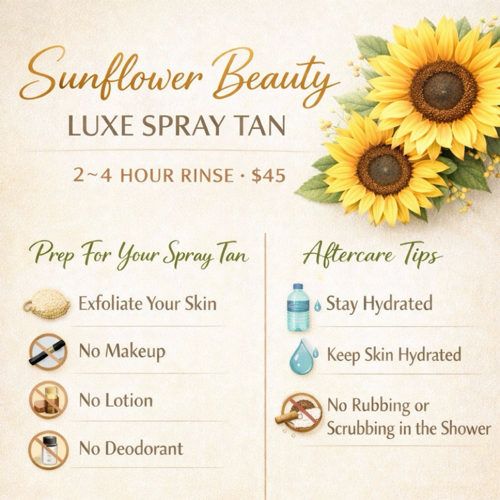 Luxe Spray Tan at Sunflower Beauty in Whitney, TX