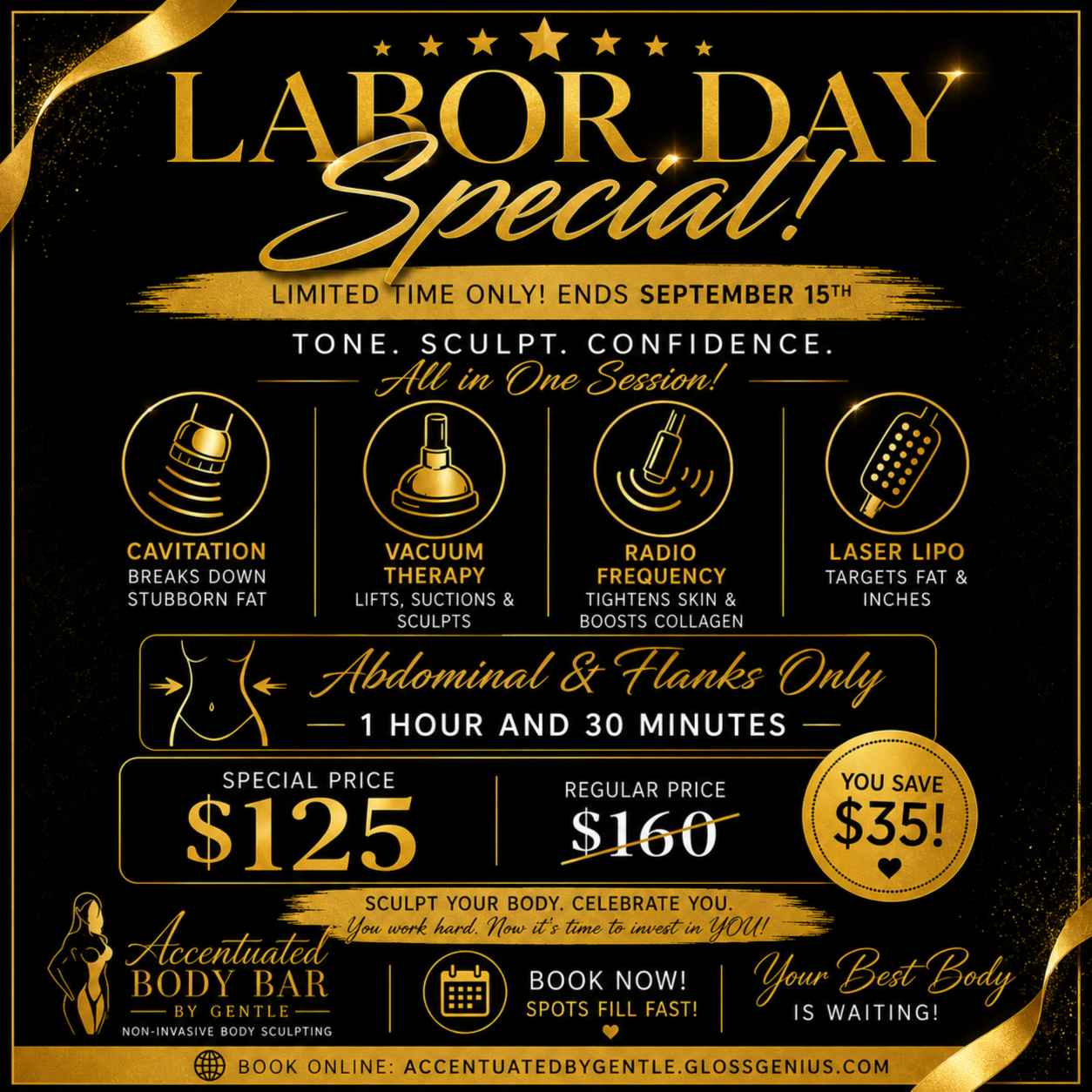 Labor Day Promo at Accentuated Body Bar By Gentle LLC in Dallas, TX