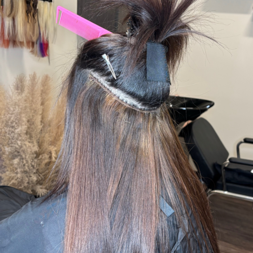 Beaded Weft Row at ShanaSlays Lux Salon in Raleigh, NC