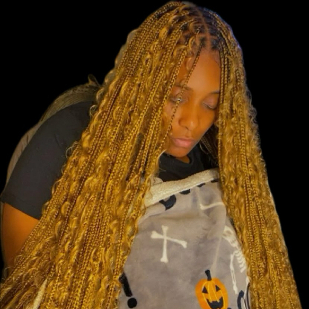 Small Boho Knotless Braids at E-Money Braidz in Memphis, TN