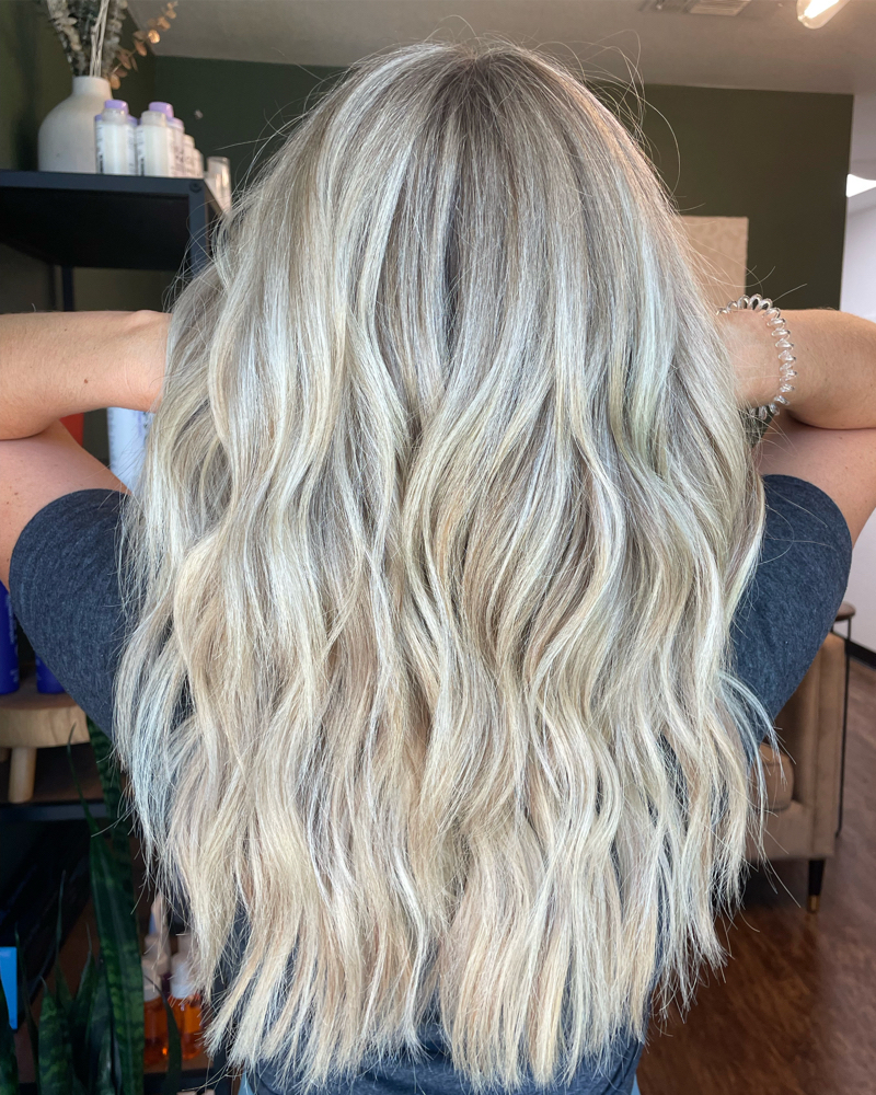 HALF HEAD HEAVY BLONDING at Emilie Evans in College Station, TX