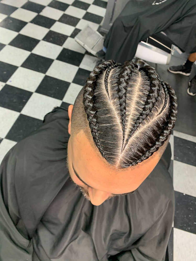 5-6 Man Bun Braids With Design