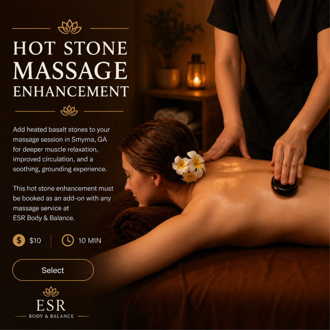 Hot Stone Massage Enhancement at ESR Body & Balance in Smyrna, GA