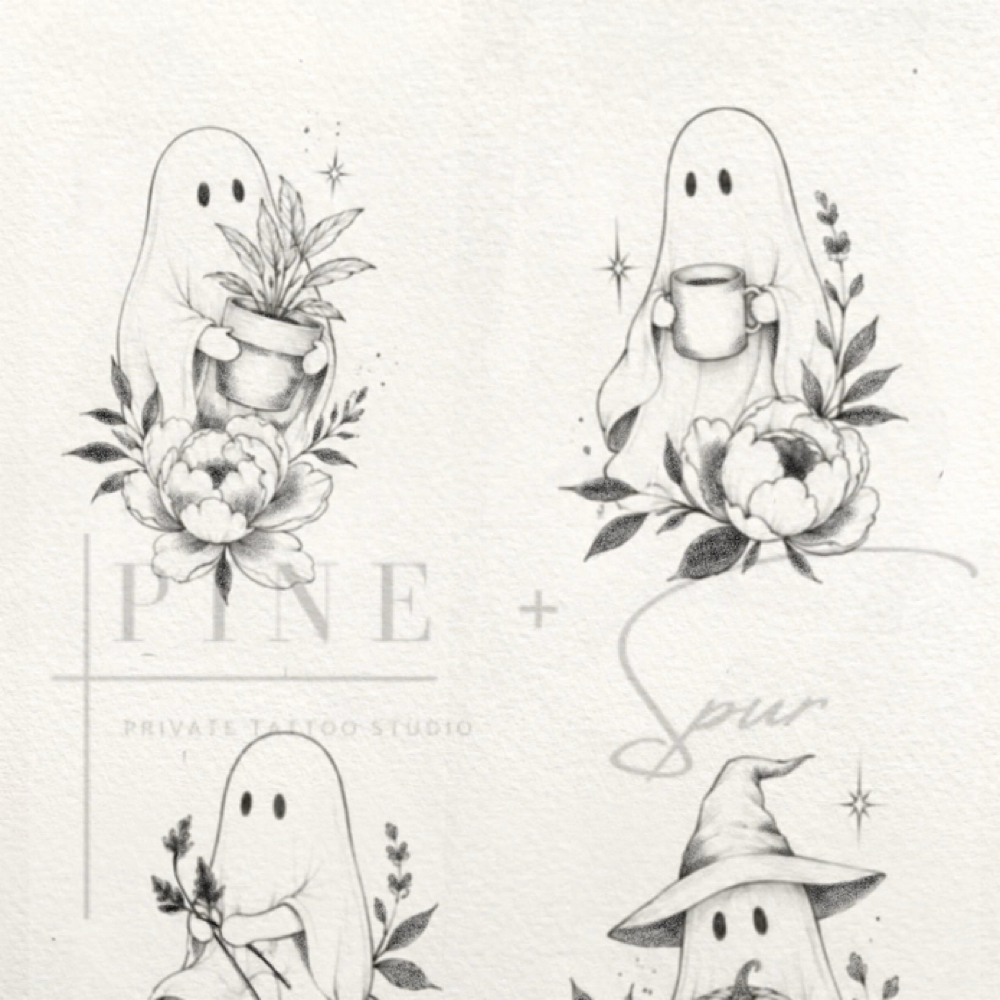 Ghost Flash Halloween at Pine + Spur Tattoo in Southwick, MA